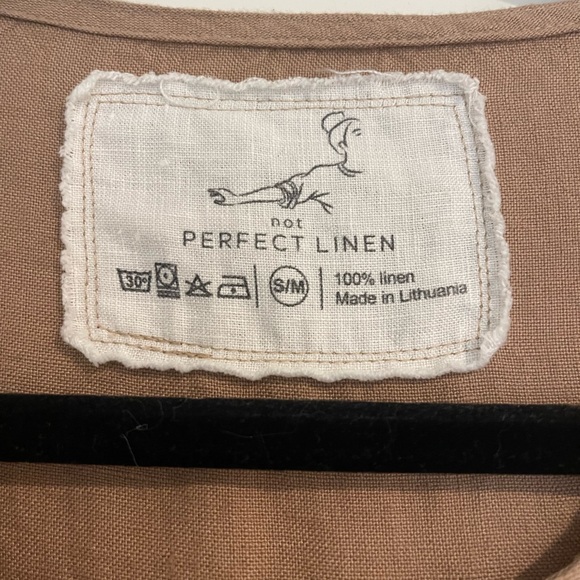 notPERFECTLINEN Tan Midi EMILIE loose linen dress - Picture 5 of 8